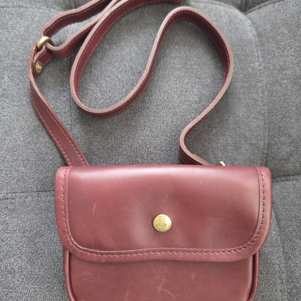 J.W. Hulme Co. Burgundy Leather Crossbody Bag with Adjustable Strap